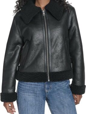 Levi's Black Faux Shearling Bomber Jacket